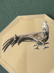 Antique Art Deco/Art Nouveau Sterling Silver Enamel/Rhinestone Peacock Brooch