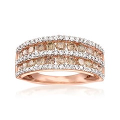 Vintage 1.15 ct. t.w. Brown and White Diamond Ring in 14kt Rose Gold. Size 6
