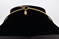 Vintage Kirks Folly Seaview Moon Face Pendant Necklace Gold AB Crystal 80s Bin3D