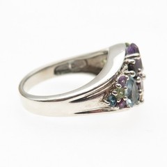 Sterling Vintage Topaz Amethyst Garnet Peridot Citrine Tourmaline Ring Size 8.25
