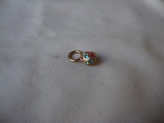 VINTAGE 2-SIDED BALL MULTICOLOR PASTEL RHINESTONE CLUSTER GOLD TONE PENDANT