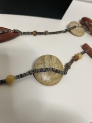 Vtg. Polished Stone Necklace Fall Autumn Jewel Long Moon Bead Beaded Boho Strung