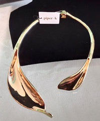 Piper K Calla Lily Shiny Gold Tone Cuff Collar Necklace NWT Statement Runway