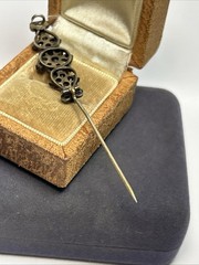 Antique Victorian Flat Top Bohemian Garnet Cluster Bar Brooch