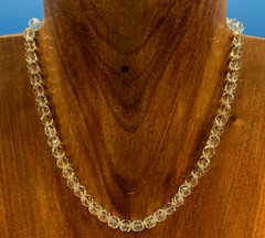 NECKLACE vtg 1950/60s crystal glass faceted beads strung on gold-filled chain