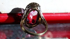 14k multi tone gold sz: 5 ring 5.50ct lab-created amethyst solitaire 6.72g