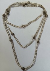 VINTAGE ART DECO FLAPPER NECKLACE 62″ GLASS TUBE MERCURY BEADS