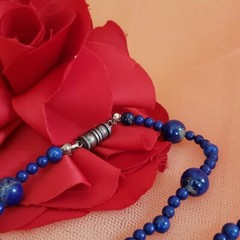 Vintage Lapis Lazuli 20” Long Necklace with Horn Pendant 32g Beauty