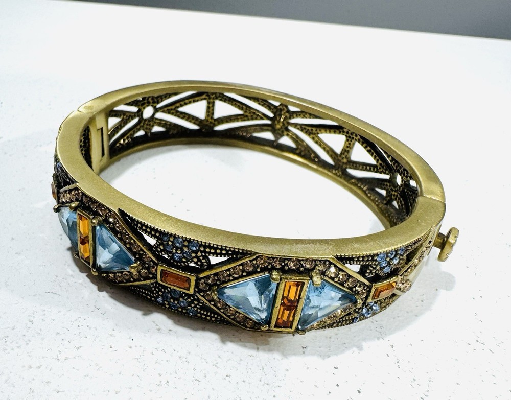 Vintage LaVintage Art Deco Multicolor Rhinestone Bangle Bracelet