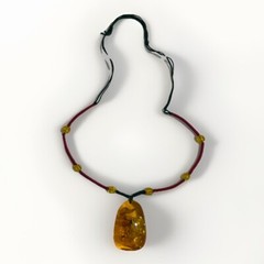 Reconstituted Amber Fossil Insect Pendant Necklace Adjustable Paracord