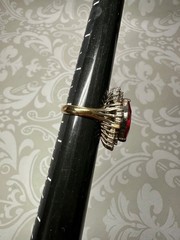 Vintage Jolie Gabor Faux Ruby and Cubic Zirconia Cocktail Ring Size 6