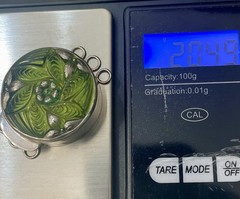 Vtg STERLING 925 3-strand Czech Button BOX CLASP ~ AVACADO MOSSY GREEN