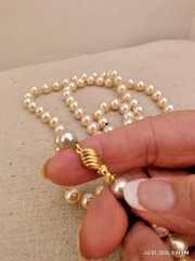 Marvella Vintage Luminous Faux Pearl Knotted Long Single Strand Necklace