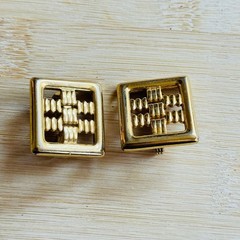 Monet Earrings VTG Clip Signed Dangle Gold Plated Rare McM Retro Square chunky