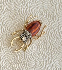 Vintage Style Beetle Insect Brooch enamel on metal