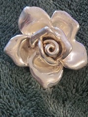 Vtg. Bat-Ami Rose Brooch/ Made In Israel / 925 Sterling Silver