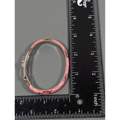 Vintage Made in Italy Pink Leather Bracelet Fleur De Lis Clasp Silver Tone 6.25″