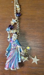 Vintage RARE HTF Retired Kirks Folly Crystal Wizard Necklace/Pin 32″ Chain w/Box