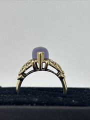 Vtg IWI 10K Yellow Gold Marquise Cut Lavender Jade Ring size 8.5