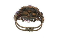 Vintage Husár D Czech Glass Rhinestone Bracelet – Pink Cabochon Statement Signed