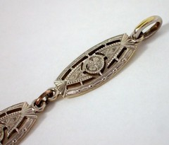 Antique Art Deco 5.6g SOLID 14k Yellow White Gold Two Tone Filigree Bracelet