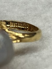 Vintage 18KT. H.G.E. Faux Jade Uranium Glow Stones Gold Plated Ring 7.75