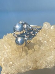 Balls ring size 5.50 floral pinky bubble band Art Deco sterling silver women gi