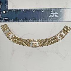 Vintage Stunning 7 Rows of Gold Plated Oval Link Chain Choker Collar Necklace
