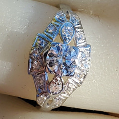 ORIGINAL EARTH MINED DIAMOND Deco Engagement Ring Antique Platinum Solitaire S 6
