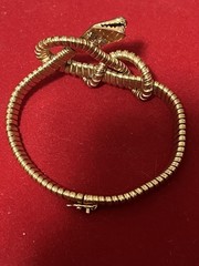 ANTIQUE 14K GOLD COILED SNAKE BRACELET Very Good Cond 23.2 g. Signed B/O