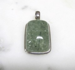 Ail Aluma Green Prehnite Sterling Silver Pendant ~ 17.4g ~ 11-G771