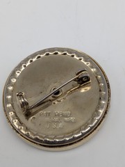 Vintage Gold Tone Pearl Finished Celluloid Magnetic Pin Brooch / General Mfg.