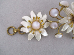 Vintage Flower Bracelet Moonstone 1950s 1960s Costume Jewelry