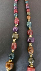 Vintage Lady Remington Multicolor Bead Necklace/Goldtone Accents