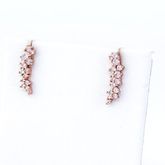 Vintage Sterling Silver 925 Rose Gold Tone Cubic Zirconia Earrings