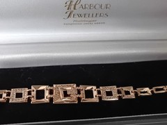 Vintage 1990-s Rolled Gold Zircons Bracelet- Hallmarked 585 RG!!