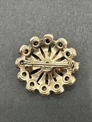 Vintage Red Rhinestone Flower Brooch J42