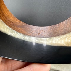 Vintage Bangle Bracelet Wood Acrylic Chunky Laminated 8.5”