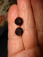 Vintage Collectible Unique 14k Yellow Gold Smokey Quartz Stud Pierced Earrings