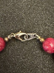 Vintage Magenta, Orange, Pink, Gold Glass, Beaded Necklace