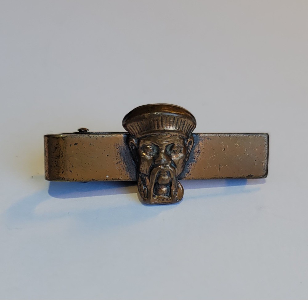 Vintage Detailed 3D Copper Relief Of Asian Face Head On 1.25in Slim Tie Clip