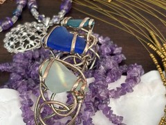 COLLECTOR ESTATE lot Hippie &Modernist Jewelry Boho Amethyst Bib Collar Necklace