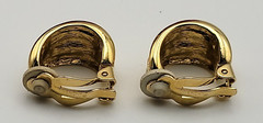 GIVENCHY Paris NY Gold Tone Half Hoop Stud Clip On Earrings 21 mm