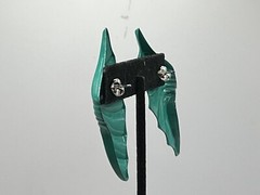 Lg Vintage Teal Fan Shaped Statement Earrings For Pierced Ears 1970-1990 Style