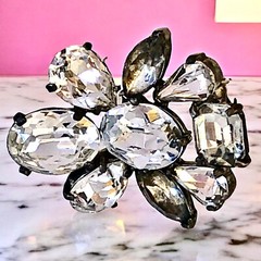 Eisenberg Original Vintage Fur Clip Rhinestone Brooch As Is