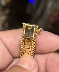 Vintage bracelet Gold tone Bricks Link bracelet Safety chain Lazer cut 7 1/2”