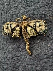Vintage Art Nouveau Style Fairy Nymph Pendant Brooch Shawl Pin Jewelry Gift