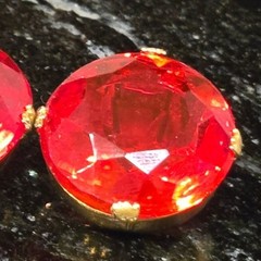 Vintage Red Faceted Glass Clip On Earrings Statement jewelry Glam Retro elegant
