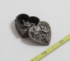 Torino Pewter Heart Birds Trinket Box W/ NECKLACE Earrings Brooch COMPLETE SET!