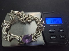 Estate Sterling Silver Necklace & Bracelet W/ Amethyst 106.5 Grams